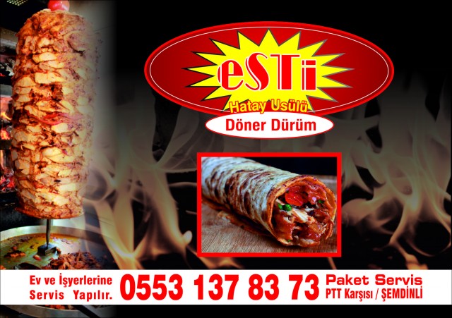 ESTİ DÖNER SALONU;
Güzel düşünceler nefeslere dalarsa güzel dualar olur. Dua ise Yüce Allah’a gider nur olur. Gökyüzünde buluşan dualarımızın nurlanması ümidi ile Bayramınızı Kutlarız.