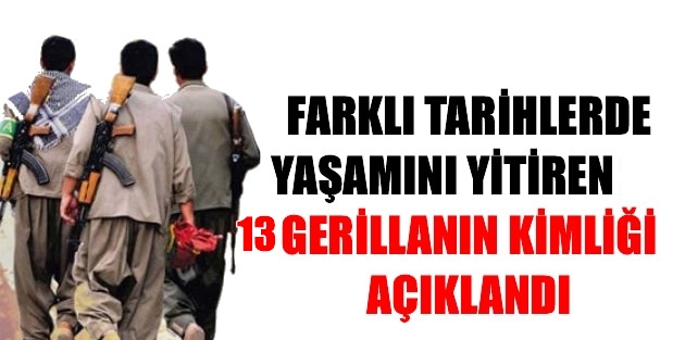 13 gerillanın kimliği açıklandı