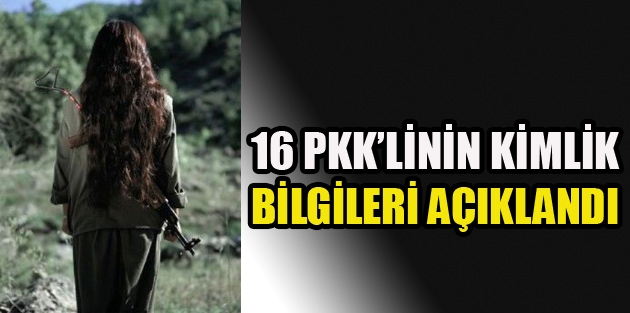 16 gerillanın kimlikleri açıklandı