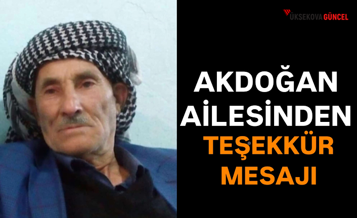 Akdoğan Ailesinden Taziye Teşekkür Mesajı