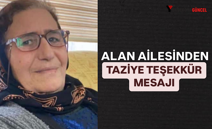 Alan Ailesinden Taziye Teşekkür Mesajı