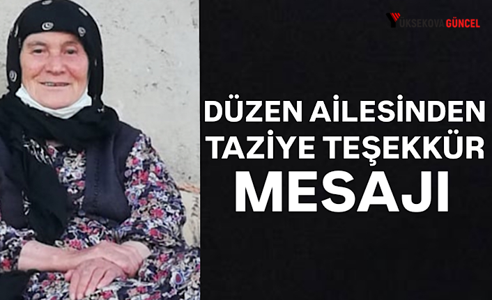 Düzen Ailesinden Taziye Teşekkür Mesajı