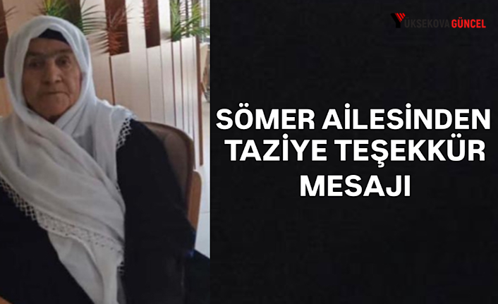 Sömer Ailesinden Taziye Teşekkür Mesajı