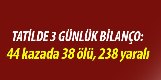  44 kazada 38 ölü, 238 yaralı