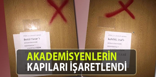 Akademisyenlerin kapıları işaretlendi