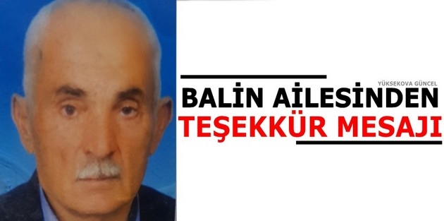 Balin Ailesinden teşekkür mesajı 