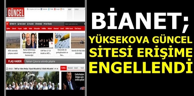 Bianet:Yüksekova Güncel Sitesi Erişime Engellendi