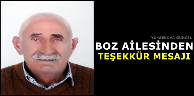 Boz Ailesinden Teşekkür Mesajı