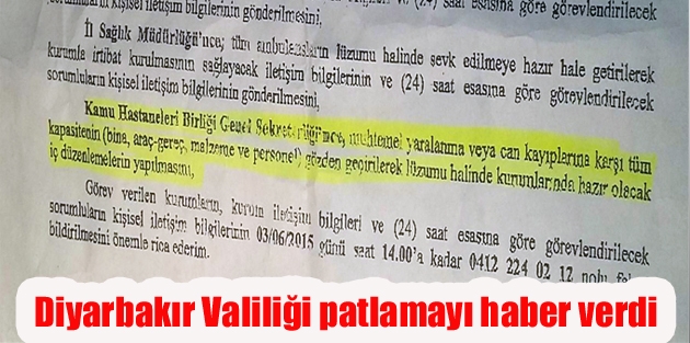 Diyarbakır Valiliği patlamayı haber verdi