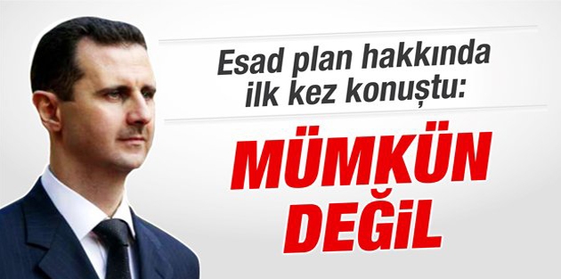 Esad plan hakkında ilk kez konuştu: Mümkün değil