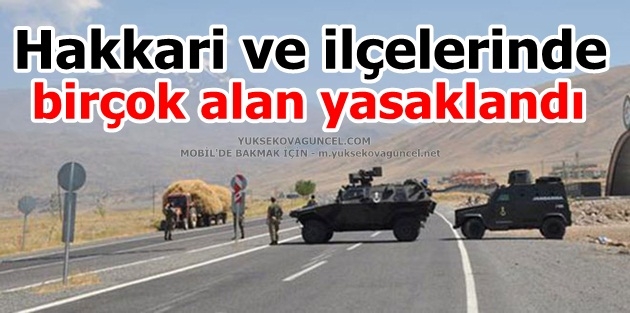 Hakkari ve ilçelerinde birçok alan yasaklandı