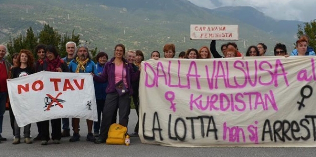 İtalyalı feminist kadınlar Kürt kadınları için yürüdü