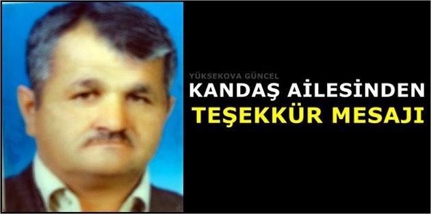 Kandaş Ailesinden Teşekkür Mesajı