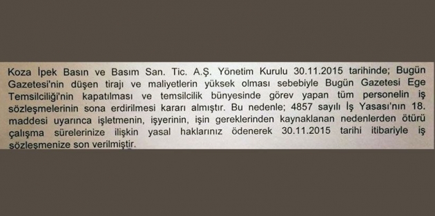 Kayyum, Bugün'ün İzmir bürosunu kapatıp 9 çalışanını işten çıkardı