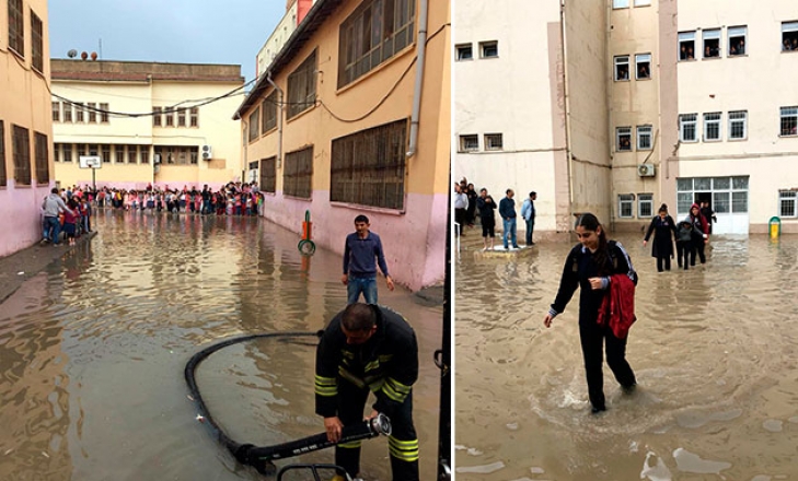 Kızıltepe'de sağanak; kerpiç ev çöktü, okulda mahsur kalan öğrenciler kurtarıldı