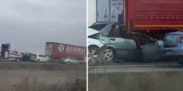 Kum fırtınası zincirleme kazaya neden oldu: Çok sayıda yaralı var