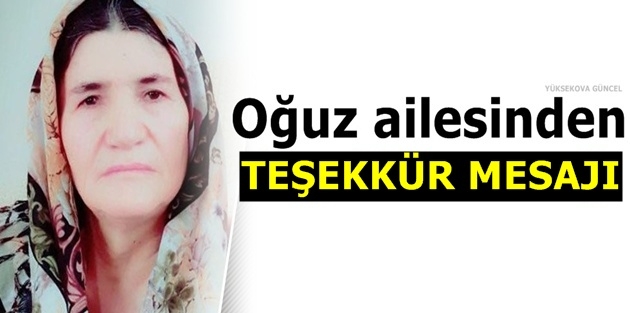 Oğuz ailesinden teşekkür mesajı