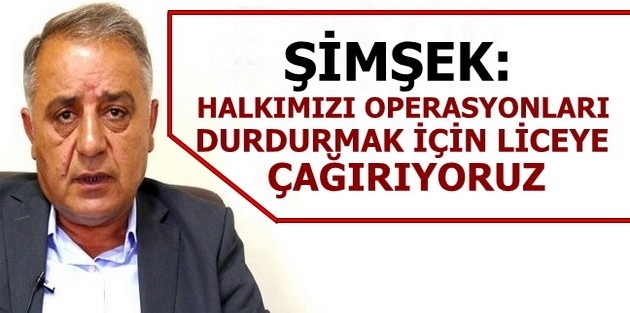 Şimşek: Halkımızı operasyonları durdurmak için Lice'ye çağırıyoruz