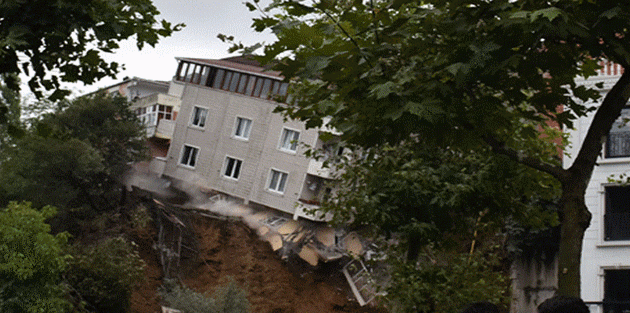 Sütlüce'de korku dolu anlar... Bina çöktü