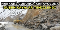 Hakkari-Çukurca karayoluna düşen kayalar temizlendi