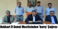 Hakkari İl Genel Meclisinden 'barış' Çağrısı