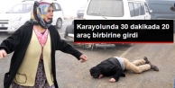 Karayolunda 30 Dakika İçinde 20 Araç Birbirine...