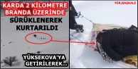 Karda 2 Kilometre Branda Üzerinde Sürüklenerek...