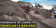 Yüksekova'da Çöken Yol Onarılmaya Başlandı