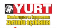 Yurt gazetesi bugün çıkmadı