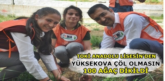 Toki Anadolu Lisesi ''Yüksekova çöl olmasın'' diye 100 Ağaç Dikti