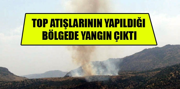 Top atışlarının yapıldığı bölgede yangın çıktı